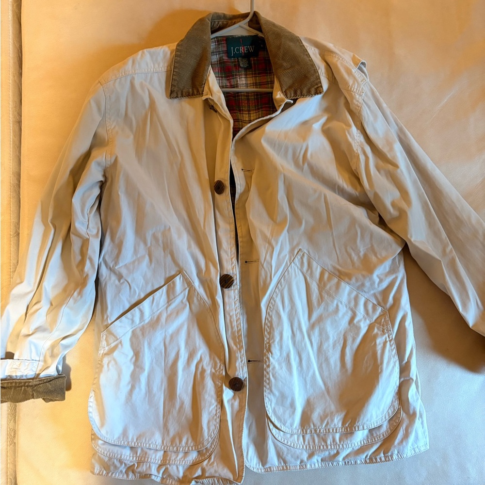 J. Crew Men's Light Tan Jacket with Plaid Lining